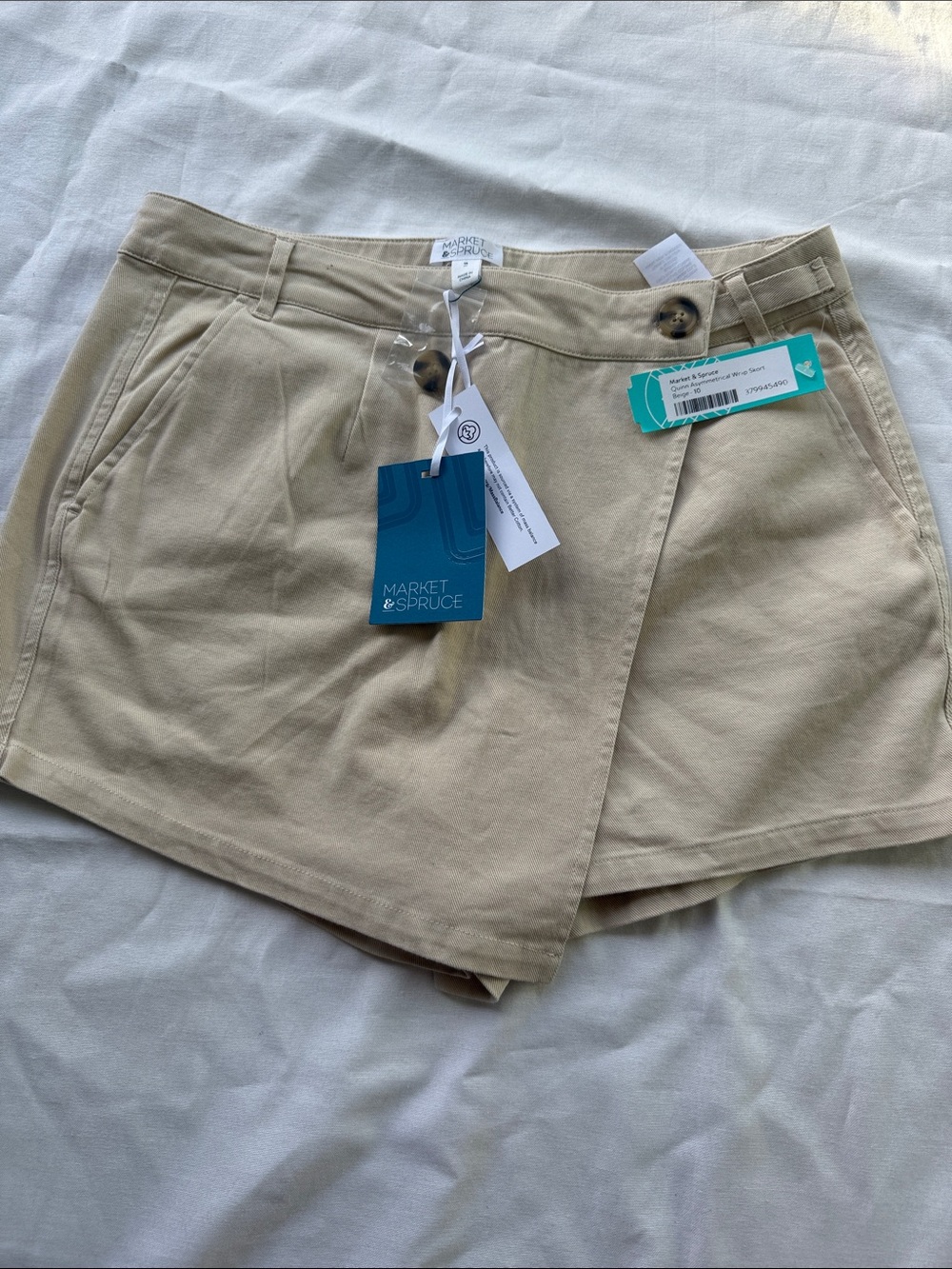 Market & Spruce Beige Wrap-Front Women’s Skort
